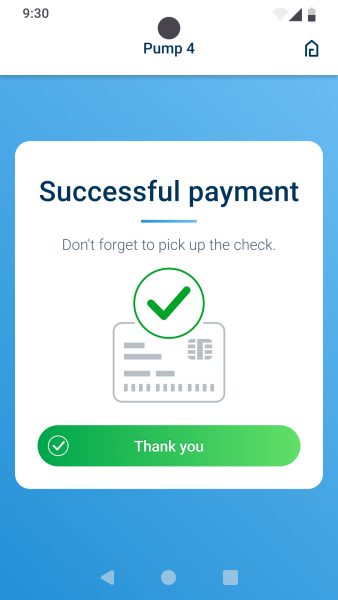 Screen -- Successful payment